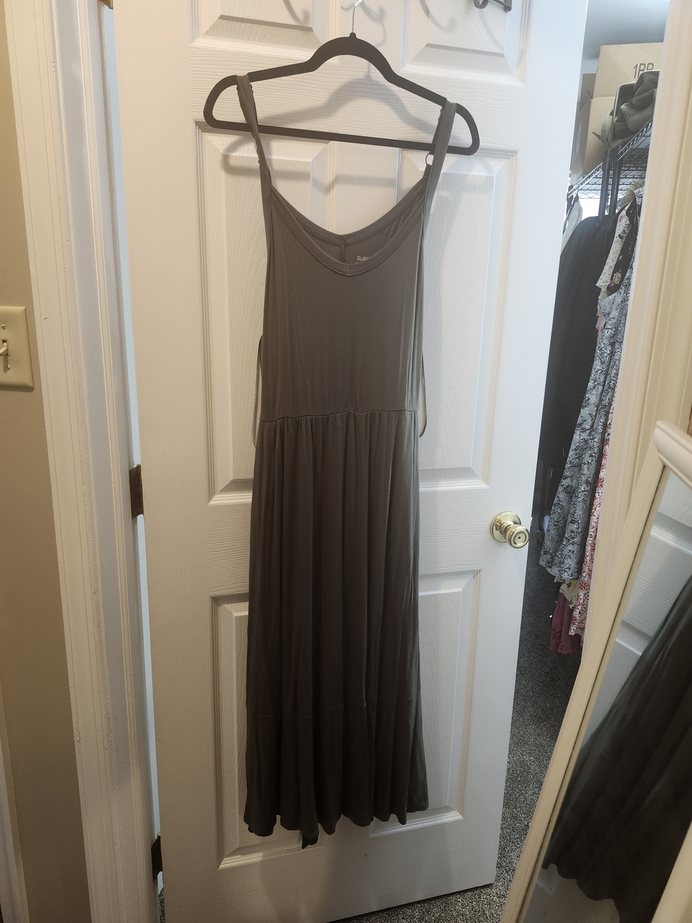 Torrid Sleeveless Olive & Gray Women's Maxi Dress, Torrid 3 = 3X